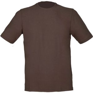 Gran Sasso, Tops, Heren, Bruin, XL, Katoen, Bruine Katoenen Crepe T-Shirt met Zijopeningen