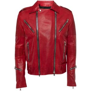 Balmain Pre-owned, Pre-owned, Dames, Rood, L, Tweed, Pre-owned Leather outerwear