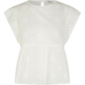 Modström, Blouses & Shirts, Dames, Wit, M, Katoen, Broderie Anglaise Witte Top