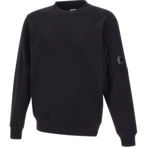 C.p. Company, Sweatshirts & Hoodies, Heren, Zwart, 2Xl, Katoen, Zwarte Katoenen Sweatshirt met CP Lens