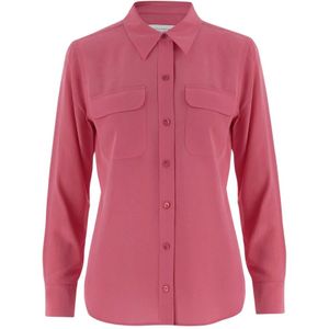Equipment, Blouses & Shirts, Dames, Rood, S, Luxe Zijden Rode Shirt