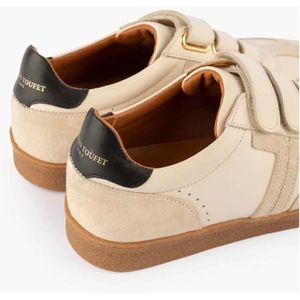 Maison Toufet, Schoenen, Dames, Beige, 40 EU, Leer, Handgemaakte Leren Mand met Velcrosluiting