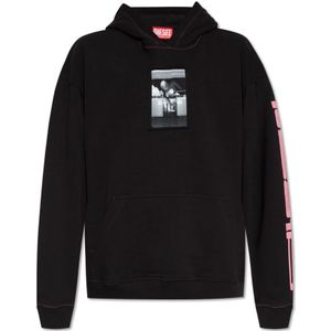 Diesel, hoodie met logo Zwart, Heren, Maat:2XL
