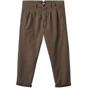 Gabba, Dubbel Geplooide Chino Broek met Honingraat Textuur Groen, Heren, Maat:L