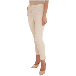 Liu Jo, Broeken, Dames, Beige, M, Polyester, Velvet Chino Broek, Regular Fit