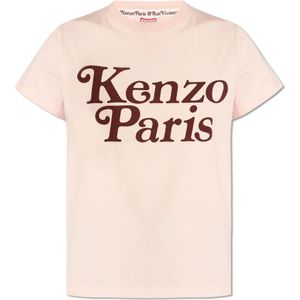 Kenzo, Tops, Dames, Roze, M, Katoen, T-shirt met logo