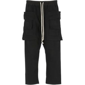 Rick Owens, Zwarte Katoenen Korte Cargo Broek Zwart, Heren, Maat:M