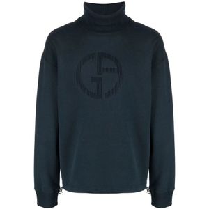 Giorgio Armani, Truien, Heren, Blauw, M, Katoen, Hoodies