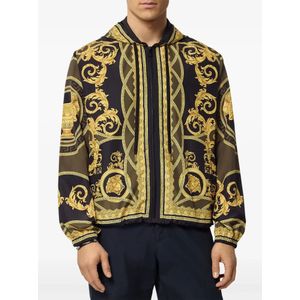 Versace, Jassen, Heren, Veelkleurig, L, Polyester, Stijlvol Zwart Olijf Goud Jack