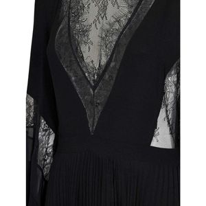 Zuhair Murad, Kleedjes, Dames, Zwart, M, Chiffon, Zwart Kantinzet Crêpe Chiffon Jurk