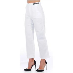 Frankie Morello, Broeken, Dames, Wit, M, Katoen, Witte Katoenen Cropped Broek Multipockets