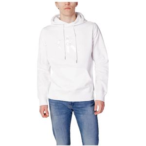 Calvin Klein Jeans, Zilveren effen hoodie voor heren Grijs, Heren, Maat:S