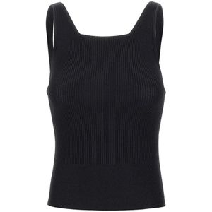 Iceberg, Zwart Geribbeld Halternek Top Zwart, Dames, Maat:XS