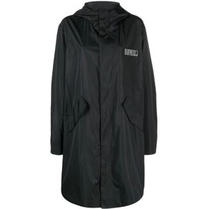 Karl Lagerfeld, Zwarte Casual Parka Zwart, Dames, Maat:S