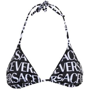 Versace, Badkleding, Dames, Veelkleurig, XL, Polyester, Logo Print Driehoek Bikini Top