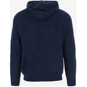 MC2 Saint Barth, Sweatshirts & Hoodies, Heren, Blauw, L, Wol, Merino wollen capuchontrui Navy