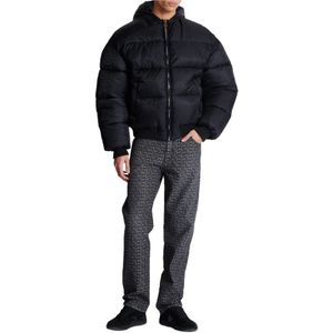 Balmain, Jassen, Heren, Zwart, S, Nylon, PB Labyrinth jacquard nylon puffer jack