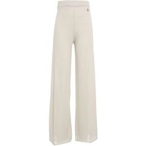 Akep, Zilveren broek voor vrouwen Beige, Dames, Maat:M