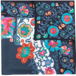 Salvatore Ferragamo, Accessoires, Dames, Blauw, ONE Size, Zijden sjaal met bloemenprint