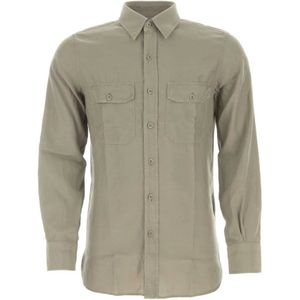 Tom Ford, Overhemden, Heren, Grijs, M, Grijze Cupro Blend Shirt - Stijlvol en Comfortabel