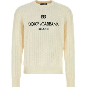 Dolce & Gabbana, Truien, Heren, Beige, L, Wol, Stijlvolle Breisels
