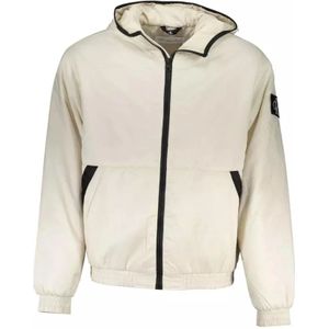 Calvin Klein, Lichtgewicht Gerecyclede Polyester Hoodie Beige, Heren, Maat:XL