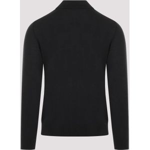 PS By Paul Smith, Truien, Heren, Grijs, M, Wol, Grijze Zip-Up Sweater met Gestreepte Rand