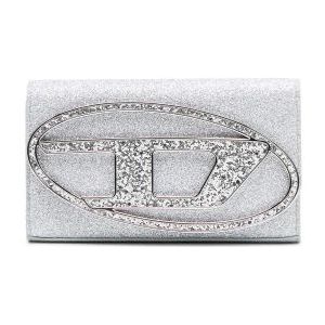 Diesel, Wallet bag in glitter fabric Grijs, Dames, Maat:ONE Size