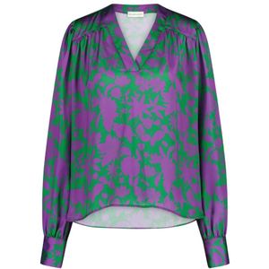 Jane Lushka, Stijlvolle Liza Blouse | Groen Paars Veelkleurig, Dames, Maat:2XS