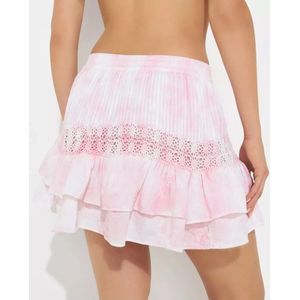 Loveshackfancy, Rokken, Dames, Roze, M, Katoen, Roze Tie-Dye Kant Mini Rok