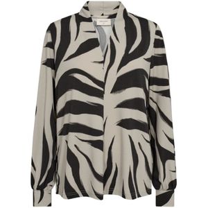 Freequent, Blouses & Shirts, Dames, Veelkleurig, M, Polyester, Zilveren Ballonmouw Print Blouse