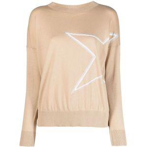 Lorena Antoniazzi, Truien, Dames, Beige, XS, Katoen, Beige Boatneck Sweater Casual Style