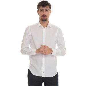 Càrrel, Overhemden, Heren, Wit, L, Katoen, Gestructureerd Italia Overhemd met Clutch