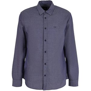 Armani Exchange, Overhemden, Heren, Blauw, M, Katoen, Lange mouwen shirt