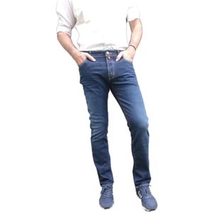 Jacob Cohën, Slim Fit Blauwe Denim Jeans met Gouden Knoopsluiting Blauw, Heren, Maat:W38