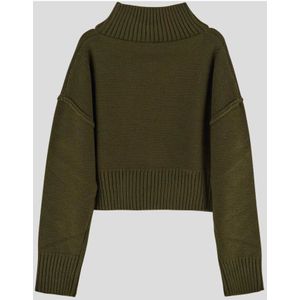 MM6 Maison Margiela, Truien, Dames, Groen, L, Wol, Wollen Turtleneck Gebreid