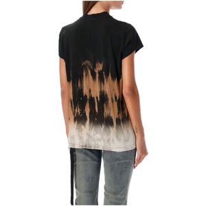 Rick Owens, Tops, Dames, Zwart, S, Katoen, Zwart Tie-Dye T-shirt Terra Aw 24