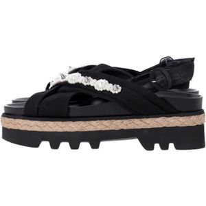 Simone Rocha Pre-owned, Pre-owned, Dames, Zwart, 39 EU, Leer, Pre-owned Leather espadrilles