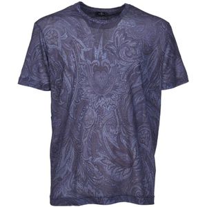 Etro, T-Shirts Blauw, Heren, Maat:L