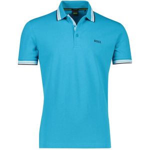 Hugo Boss, Tops, Heren, Blauw, XL, Katoen, Blauwe poloshirt met korte mouwen