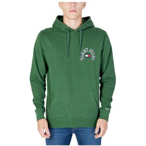 Tommy Hilfiger, Sweatshirts & Hoodies, Heren, Groen, M, Katoen, Groene Print Hoodie Heren Herfst/Winter