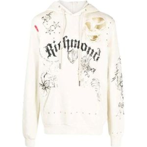 John Richmond, Hoodie met print Wit, Heren, Maat:S