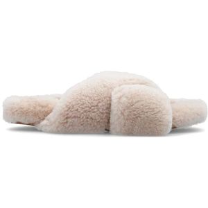 Yves Salomon, Bont slippers Beige, Dames, Maat:38 EU