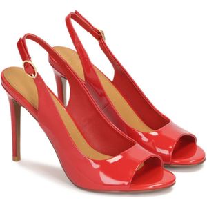 Kazar, Schoenen, Dames, Rood, 36 EU, Leer, Rode gelakte sandalen met enkelband