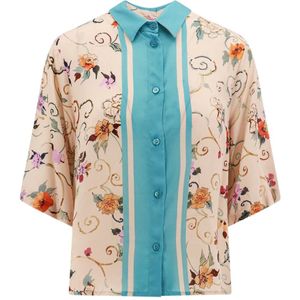 Semicouture, Blouses & Shirts, Dames, Beige, S, Viscose shirt met bloemenprint
