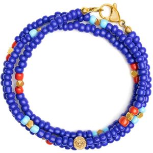 Nialaya, The Mykonos Collection - Blue and Red Vintage Glass Beads with Turquoise Blauw, Heren, Maat:XL