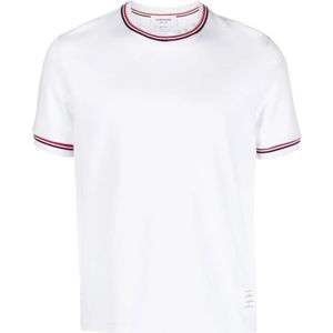 Thom Browne, Tops, Heren, Wit, S, Katoen, Witte T-shirts en Polos met 4bar Logo