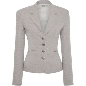 Alessandra Rich, Paillet Tweed Blazer Grijs, Dames, Maat:S