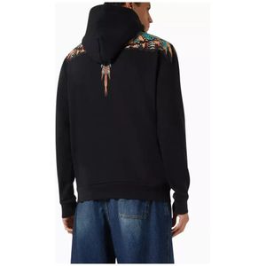 Marcelo Burlon, Grizzly Wings Regular Hoodie Zwart Oranje Zwart, Heren, Maat:L