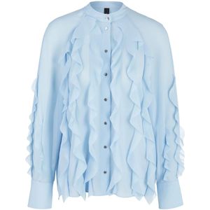 Marc Cain, Blouses & Shirts, Dames, Blauw, L, Polyester, Blouse met Ruches